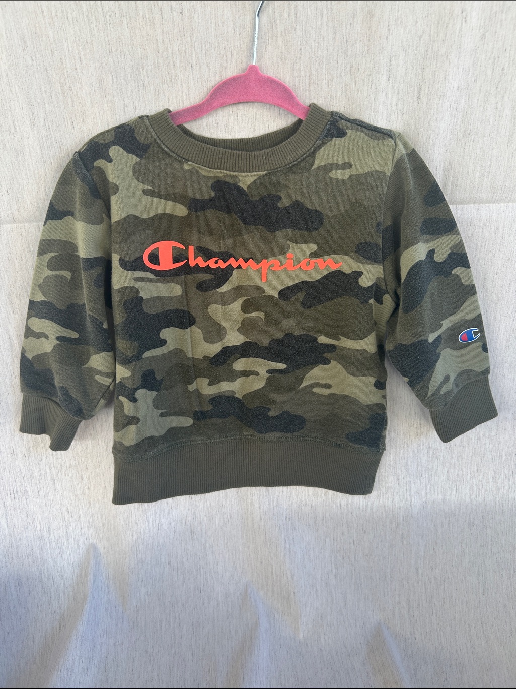 Champion Kids Camo Sweatshirt With Orange Logo